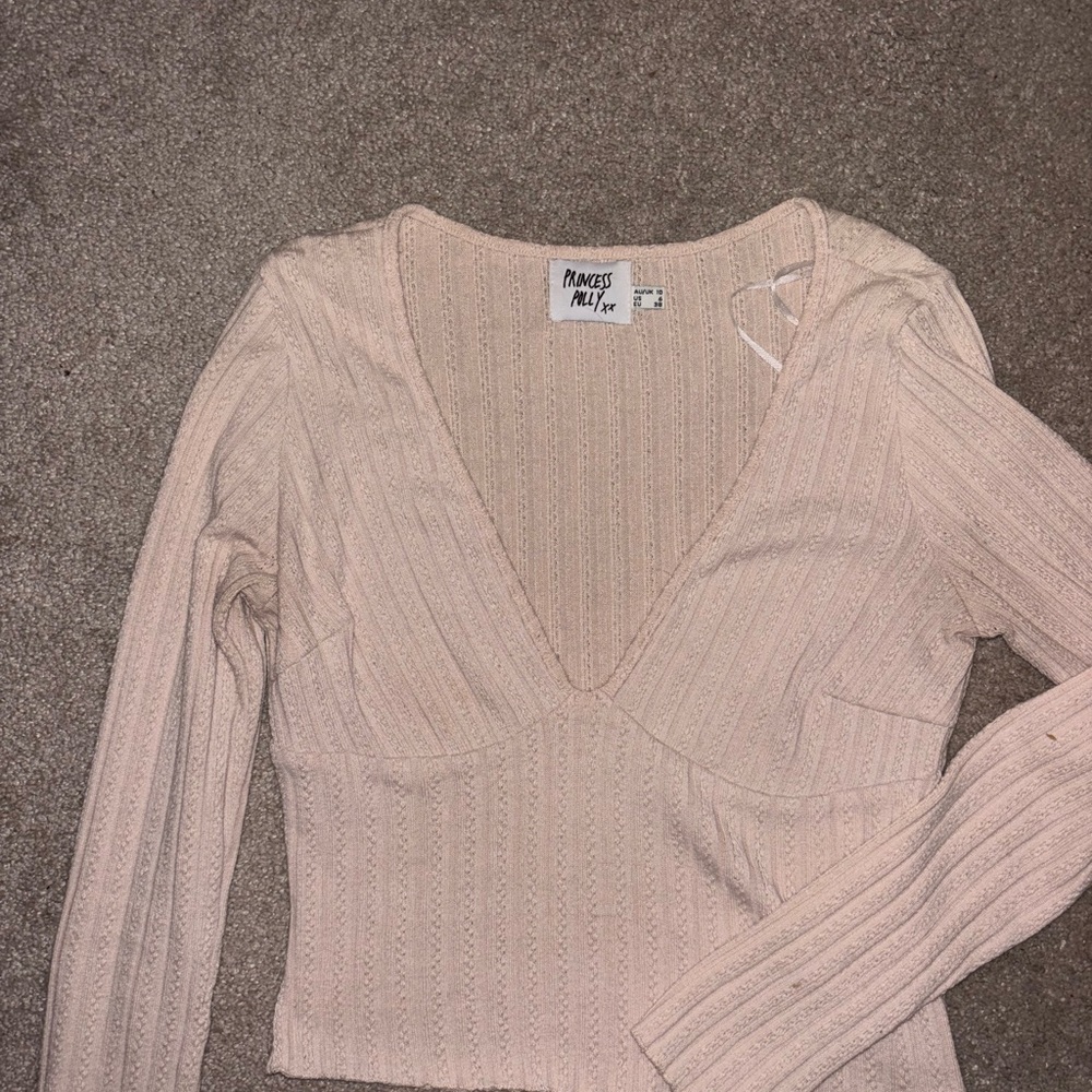 Princess Polly Pink Ribbed Knit Top